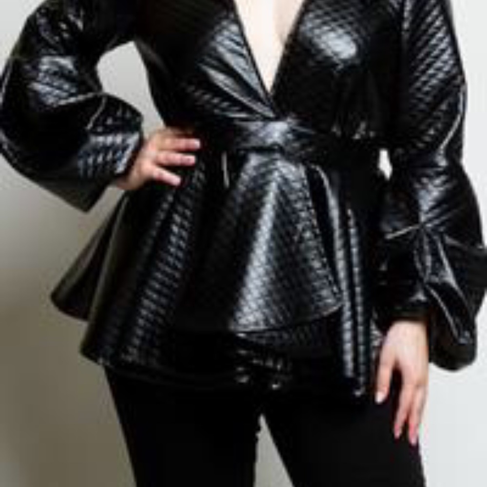 Faux leather wrap top
